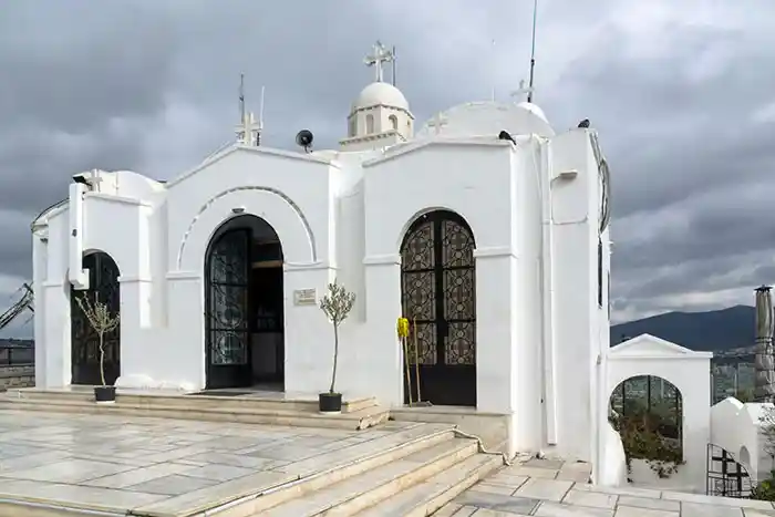 Lovely 19th century Greek Orthodox church St George at Lycabettus Hill, Athens Greece