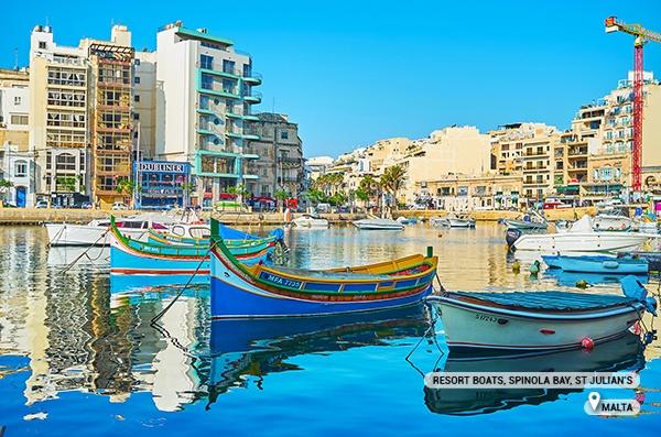 resort boats, Spinola bay, St Julian’s, Malta