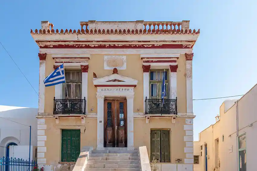Greece town hall in Chora capital of Serifos Greece