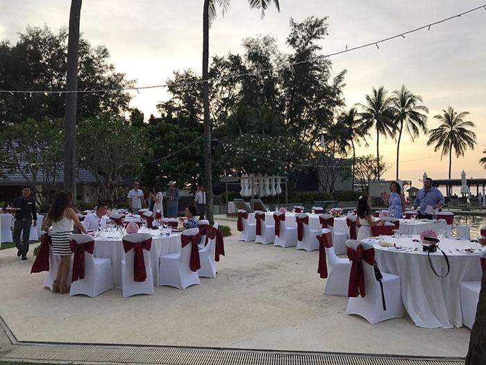 Wedding Reception Outdoors Sitting Arrangement – Outrigger Laguna Phuket Beach Resort, Bang Tao Beach, Phuket