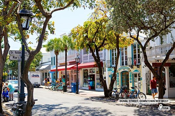 Historic & popular center & Duval street, downtown Key West, Florida Keys, USA